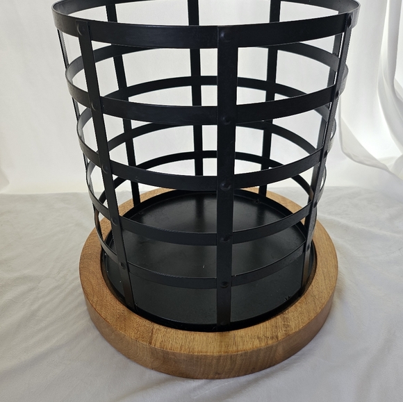 Large Indoor/Outdoor Rustic Wood & Metal Candle Holder Industrial Farmhouse - Picture 10 of 11